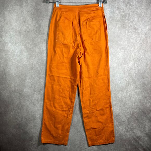 H/G By Collection Pants Womens Small Orange Cotton Trousers Buttons Vacation - Picture 5 of 10